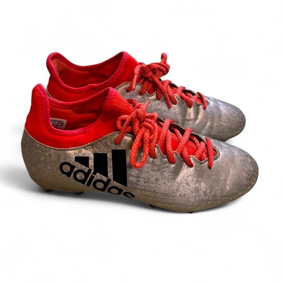 ADIDAS X 16.3 FG/AG SILVER METALLIC/BLACK/SOLAR RED soccer cleats Men’s Size 6.5 - Picture 1 of 6